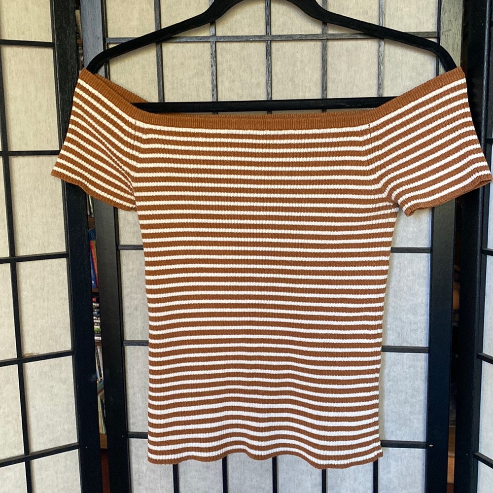 Madewell off shoulder ribbed tee | Sz Med